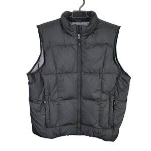 Mens Premium Eddie Bauer Goose Down Black Quilted Puffer Vest Jacket Size XL
